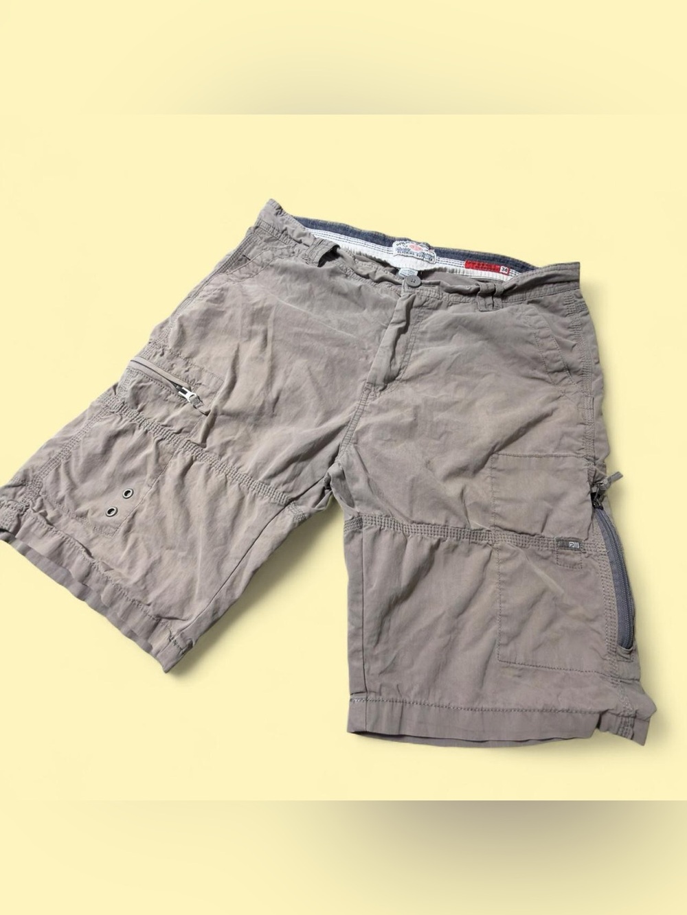 Private Member Y2K Capri Cargo Shorts Tan 34 Baggy